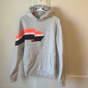 adidas Gray Hoodie with Bold Multicolor Stripe